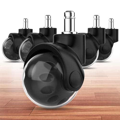 Office Chair Replacement Wheel - Quiet & Smooth Gliding - 2 Inch Heavy Duty Rolling Chair Casters Supports 2000 Lbs,Desk Chair Wheels Universal Fit,Safe for All Floor Or Carpet Set of (Premium Black) - Image 1