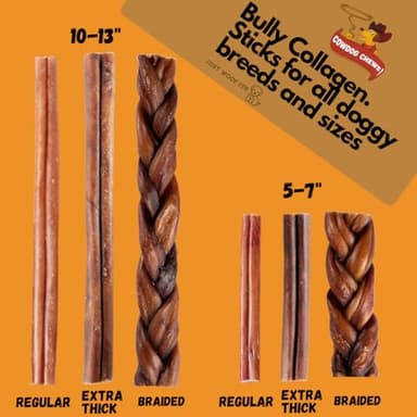 Cowdog Chews Beef Bully Stick: Odor-Free, Fully Digestible Beef Collagen Chews (5-7", 25 Count) - Natural, Grain-Free, Long-Lasting Collagen Bully Stick Substitute for All Dog Breeds - Image 5