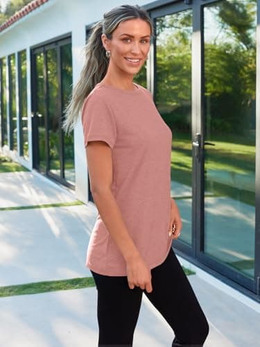 AUTOMET Womens Tops Shorts Sleeve Shirts for Summer Spring Beach Vacation Plus Size Oversized Casual Tee for Teen Girls 2025 02_Pink XL - Image 3