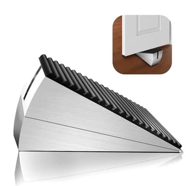 BINFEW Heavy Duty Metal Door Stop, Strongest Large Adjustable Spring Door Stopper Up to 3 inch Tall, Door Stoppers for Bottom of Door, Stainless Steel Silver Rubber Door Wedge for Any Heavy Doors - Image 1