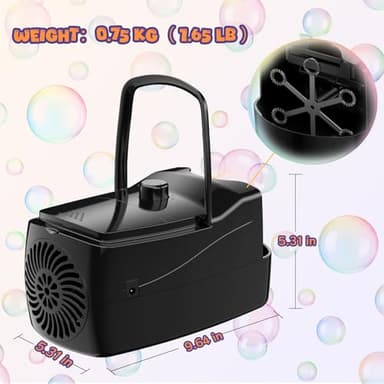 Bubble Machine, Automatic 18000+ Per Minute Big Bubbles Blower Maker for Kids Toddlers with 2 Speeds,6 Wands,Operated by Plugin or Batteries for Outdoor/Indoor Birthday Parties,Wedding (Black) - Image 8