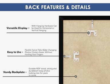 PEALSN 24x36 Poster Frame Black, Poster Frames 24 x 36 inches for Wall Mounting Display Horizontally or Vertically Hanging, 1 Pack. - Image 4