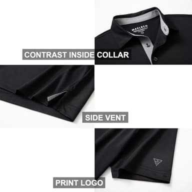 M MAELREG Mens Pique Polo Shirts Short Sleeve Performance Moisture Wicking Quick Dry Casual Golf Shirts for Men Black - Image 4
