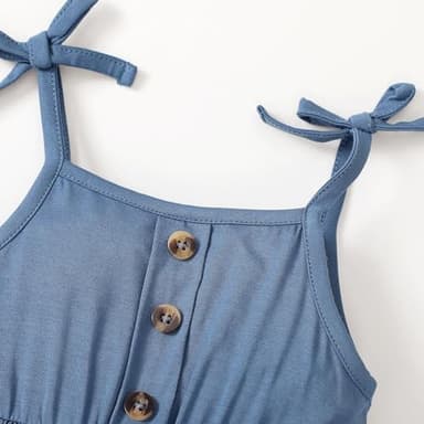 Mikrdoo Baby Girls Clothes Cute Solid Color Toddler Clothing Infant Summer Blue 2 3T - Image 4