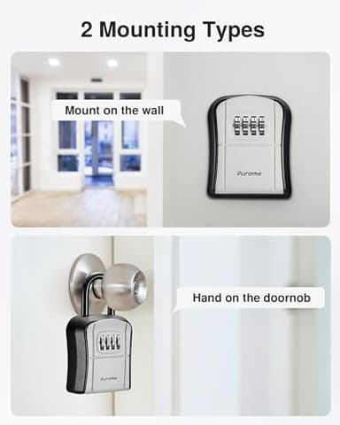 Puroma Key Lock Box, Portable Combination Lockbox Wall-Mounted Key Storage Box for House Keys, Resettable Code Safe Security Lock Box for Home, Office, Apartment Spare Key Storage (4 Pack, Gray) - Image 3