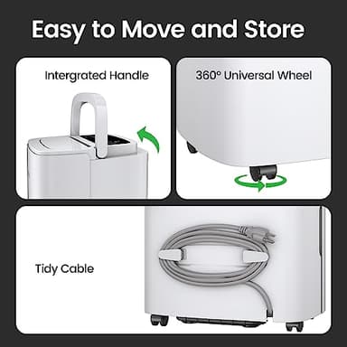 Waykar 80 Pints Energy Star Home Dehumidifier for Spaces up to 5,000 Sq. Ft at Home, in Basements and Large Rooms with Drain Hose, Handle, Auto Defrost and Self-Drying. - Image 6