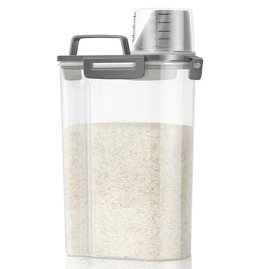 TBMax Rice Storage Container 3 to 5 Lbs - Small Cereal Oatmeal Flour Container with Easy Pouring Spout & Cup, Portable Pet Dog Cat Food Dispenser for Small Spaces, Travel, or Daily Use - Image 1