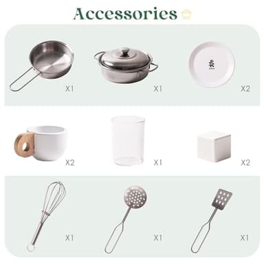 ROBUD Play Kitchen Set, Wooden Play Kitchen with Ice Maker, Fridge, Coffee Machine, Oven, Dishwasher, Microwave, Kitchen Accessories, Toy Kitchen Gift for Boys Girls, 3+ - Image 4