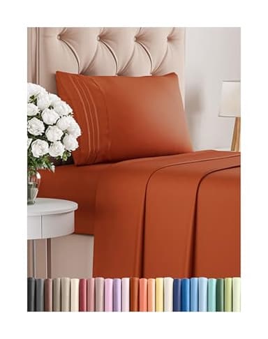 Twin XL Size 3 Piece Sheet Set - Comfy Breathable & Cooling Bed Sheets Set - Hotel Luxury Bedding for Women, Men, Kids, Teens, Boys & Girls - Deep Pockets, Soft, Wrinkle Free - Oeko-Tex - Terracotta - Image 1