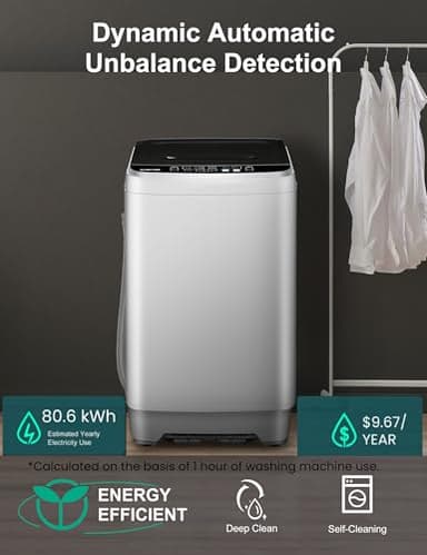 Portable Washing Machine - Compact 2.0 Cu.ft Portable Washer, Full-Automatic Top Loader for Space Saving, Ideal for Apartments, Homes, and Dorms, 10 Wash Cycles, Low Noise, IPX4 - Image 3