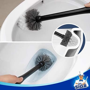 MR.SIGA Toilet Bowl Brush and Holder, Premium Quality, with Solid Handle and Durable Bristles for Bathroom Cleaning, Black, 1 Pack - Image 5