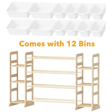 SpaceAid Toy Storage Organizer with 6 Shelves and 12 Bins, Bookshelf/Bookcase, Kids Bin Shelf, Toys Box for Playroom Organization for Bedroom & Room Decor, White, 52.3" W - Image 7