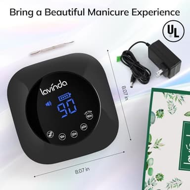 UV Light for Nails, Lavinda UV Nail Lamp 54W Rechargeable Nail Dryer Gel Polish Light with Large Touch Display, Professional Fast Curing Lamp with 4 Timer Setting Auto Sensor for Salon & Home - Image 8