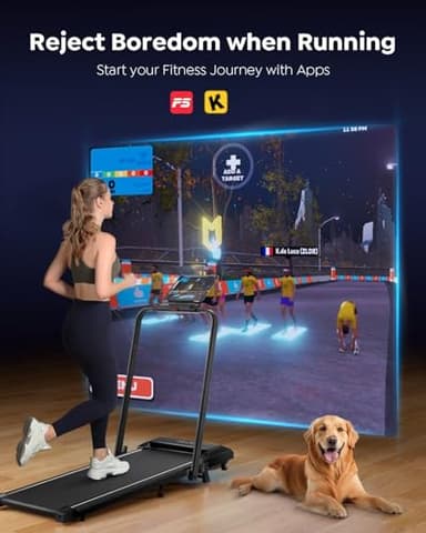 Acezoe Walking Pad Treadmill with Incline and Handle Bar, 2 in 1 Folding Treadmills for Home Small Office, 300lbs Portable Compact Under Desk Treadmill with Remote Control, LED Display and Apps - Image 4