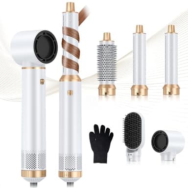 Hair Dryer Brush 5 in 1, Negative Ion Blow Dryer Brush Set Upgrade Hot Air Brush As A Gift for Straight/Curl/Drying/Smoothing Air Styler Curling Wrap Air Curler, Curling Iron Hair Styling Tools - Image 1
