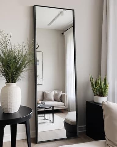 TRAHOME Full Length Mirror, Standing Large Floor Mirror with Aluminum Frame for Bedroom, Living Room, Bathroom(Black) - Image 7