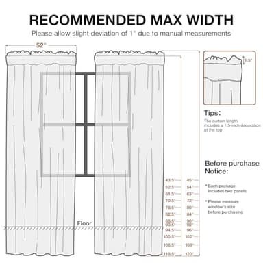 Anmao Non-See-Through Off White Privacy Semi Sheer Curtains for Living Room 84 Inch Length 2 Panels Set, Light Filtering That Let Light in Rod Pocket Window Drapes for Bedroom, 52W x 84L, Ivory White - Image 2