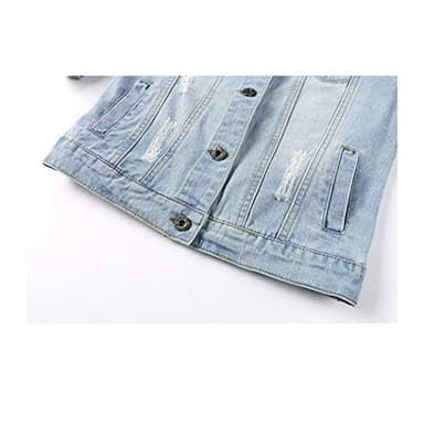 Hixiaohe Women Autumn 3/4 Sleeve Retro Short Denim Jackets Light Blue Jean Coats (Light Blue, 3X-Large) - Image 6