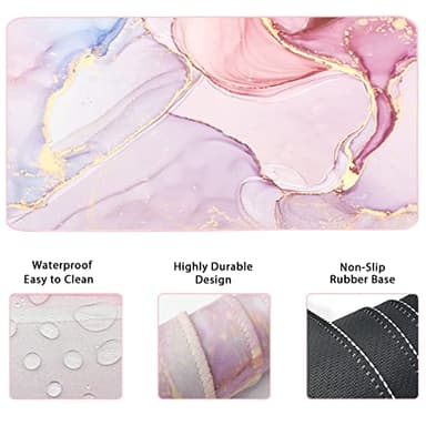 Keyboard Mouse Pad Set, Extended Mouse Pad+Keyboard Wrist Rest Support, Memory Foam Ergonomic Easy Typing, 3Pcs (35.4×15.7 in) Desk Pad Set for Home Office Study Game- Pink Marble - Image 3