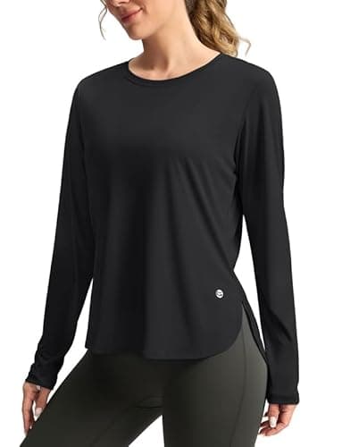 Women's Sun Shirts UPF 50+ Long Sleeve UV Protection Shirt Lightweight Quick Dry Workout Hiking Tops for Women(Black,M) - Image 1