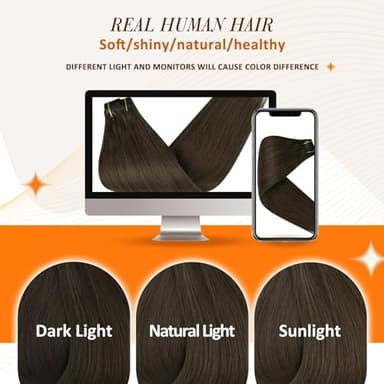 Full Shine Human Hair Clip in Extensions Dark Brown 24 Inch Seamless Clip in Hair Extension Real Human Hair Straight PU Invisible Hair Extensions Human Hair Full Head 8 Pcs 120 Grams - Image 7