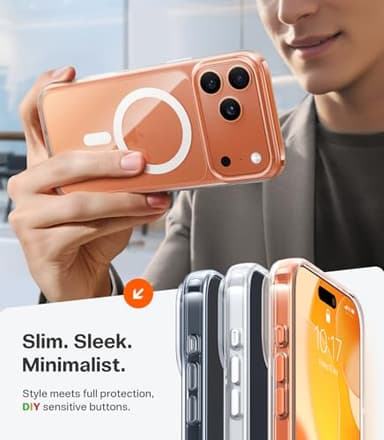 TORRAS Stronger Magnetic & Anti-Yellowing for iPhone 17 Pro Max Case Clear, Fit for MagSafe, Military Grade Drop Protection, Camera Control, DIY Button, Slim for iPhone 17 Pro Max Case Diamond Clear - Image 9