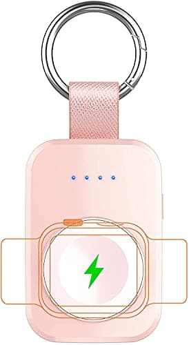 i.VALUX Portable Wireless Charger for Apple Watch Series 11/10/9/8/UItra/7/6/5/4/3/2/SE, Compact Magnetic iWatch Charger 1000mAh Power Bank Travel Keychain Style Gift for Mother Girl Birthday-Pink - Image 5
