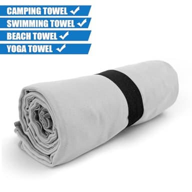 Yaozoon Travel Body Towel L Size Microfiber Quick Dry Lightweight for Men Women Camping Hiking Beach Swimming Pool Towels(Light Grey, 1 Pack L) - Image 3