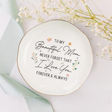 WANDER PRINTS Mothers Day Gifts For Mother - Ceramic Ring Dish Jewelry Tray for Mom - Never Forget That I Love You - Valentines Day Christmas Birthday Gifts for Mom from Daughter Son - Image 5