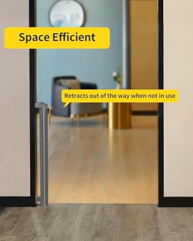 2 Pack Retractable Baby Gate,Mesh Baby Gate or Mesh Dog Gate,33" Tall,Extends up to 55" Wide,Child Safety Gate for Doorways, Stairs, Hallways, Indoor/Outdoor（Grey,33"x55" - Image 5