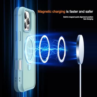 SKYLMW Compatible with iPhone 16 Pro Max Case with Invisible Magnetic O-Ring Stand Military-Grade Translucent Case for iPhone 16 ProMax 6.9" [Compatible with Mag-Safe][Great Grip Feeling], Blue - Image 3