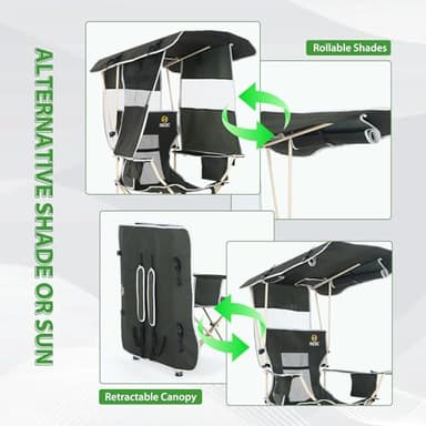 Nice C Chair with Canopy, Umbrella Chairs, Chair with Shades, Sports Chairs, w/Removable Footrest, Cooler Bag, Cup Holder for Camping, Fishing, Sports, Beach (2-P Green) - Image 4