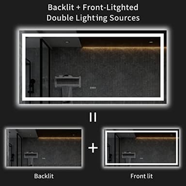 LOAAO 72X36 LED Bathroom Mirror with Lights, Anti-Fog, Dimmable, Backlit + Front Lit, Lighted Bathroom Vanity Mirror for Wall, Memory Function, Tempered Glass, ETL Listed - Image 6