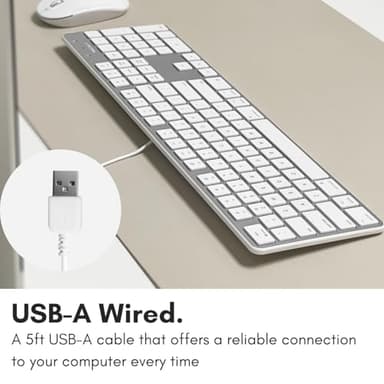 Macally Ultra-Slim USB Wired Keyboard with Number Keypad for Apple Mac Pro, MacBook Pro/Air, iMac, Mac Mini, Laptop Computers, Windows Desktop PC Laptops, Silver (SLIMKEYPROA) - Image 7