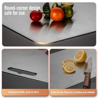 100% Titanium Cutting Board for Kitchen - Dishwasher Safe Chopping Boards with Handle, Reversible Charcuterie Board for Home Counter Outdoor Camping Housewarming Gifts for Women - Image 4