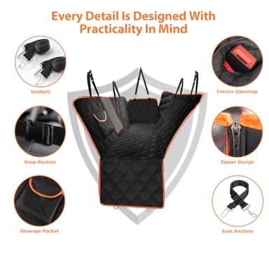 Scratchproof Dog Car Seat Cover For Back Seat, Waterproof Back Seat Pet Cover For Dogs With Mesh Window,Storage Pocket,Side Flap,Collapsible Nonslip Dog Seat Cover Universal Size Fit for Car/Truck/SUV - Image 2