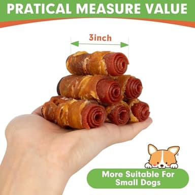 MON2SUN Rawhide Free Dog Treats, 3 Inch Triple Flavor Chicken Wrapped Duck and Beef Rolls for Small Dogs, Healthy Snacks, 21.16oz - Image 5