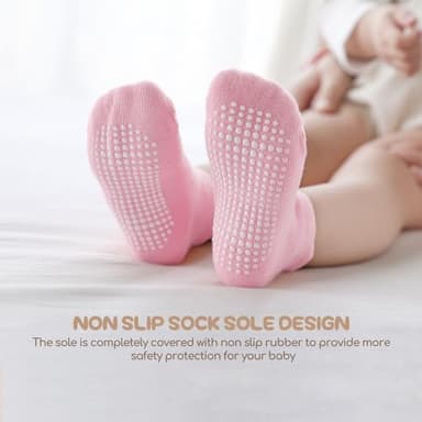 Aroveea Non Slip Grip Ankle Baby Socks 12 Pack for Toddler Boys and Girls Kids,Infant Cute Cotton Baby Socks - Image 5