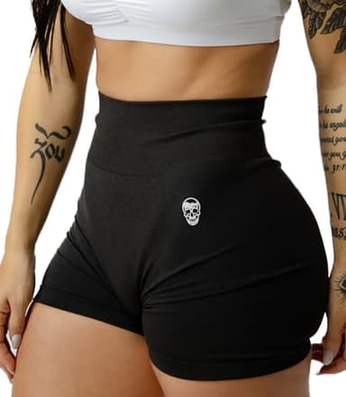 Gymreapers Seamless Shorts Infinity High Waist Biker Workout Scrunch Shorts for Women Athletic Gym Running Pilates Yoga Sport Short (Black Marl) - Image 4