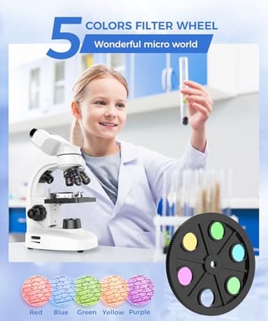 Compound Binocular Microscope for Adults, Professionals & Kids, 40X-2000X Magnification with LED Illumination, Mechanical Stage, WF10x & WF25x Eyepieces，Compatible for Lab, School, Home Education - Image 5