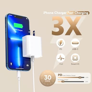 [Apple MFi Certified]10FT Fast iPhone Charger,Extra Long Apple Charger Fast Charging 2Pack USB C Charger Block Plug + 10Foot Lightning Cable Cord for iPhone 14/Pro/Pro Max/Plus/13/12/11/XS/XR/X/SE2022 - Image 4