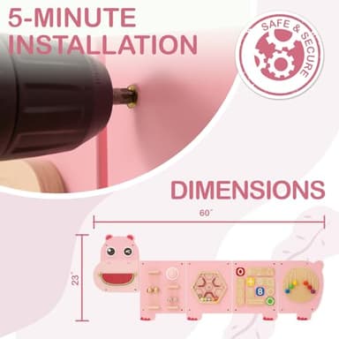 Monläurd® Hippo Montessori Busy Board, Sensory Board, Educational Toys, Sensory Wall Panel, Wall Toys, Daycare Furniture, Playroom Furniture, Learning Toys, Boys and Girls 6 M+ - Image 6