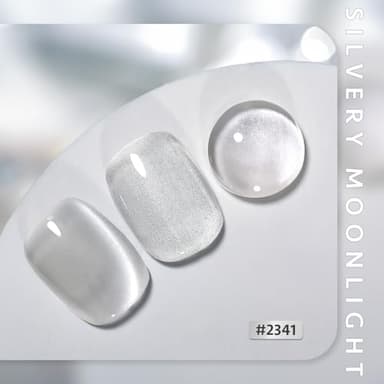 GAOY Glassy Cat Eye Gel Nail Polish, 16ml Glitter Holographic UV Gel Polish with Magnet, Reflective Translucent, 2341 Silvery Moonlight - Image 3