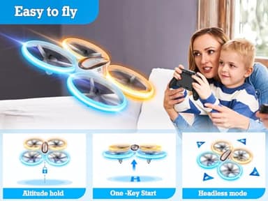 Q9s Drones for Kids,Cool RC Drone with Altitude Hold and Headless Mode,Hobby Quadcopter with Blue&Orange Light,2 Batteries and Remote Control,Birthday and Xmas Gifts Toys for Boys and Girls,Orange - Image 5
