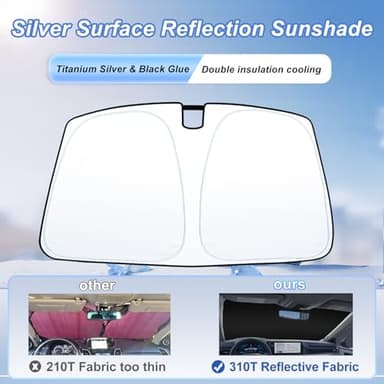 Car Windshield Sun Shade for 2025 2026 Toyota Camry| Front Window Sun Visor| 310T Reflective Polyester| UV Heat Insulation Protection| Foldable Sunshade with Storage Pouch - Image 4