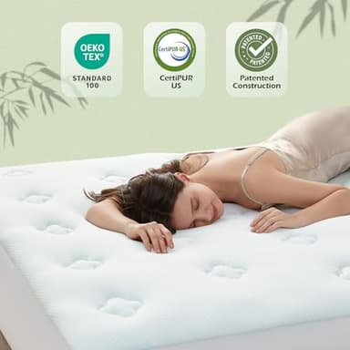 Hansleep College Dorm Twin XL Mattress Topper Viscose Derived from Bamboo, Memory Foam Pillow Top Mattress Topper Twin XL, Breathable Mattress Pad for Back Pain Relief, 39" x 80", White - Image 4