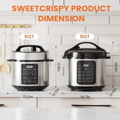 Sweetcrispy 8QT Electric Pressure Cooker,16-in-1 Instant Multi Kitchen Appliances, Slow Cooking Pot Rice Steamer Yogurt Maker, Stainless Steel - Image 9