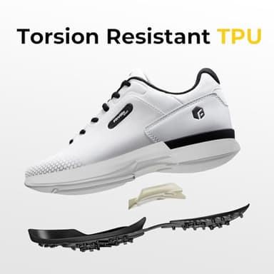 FitVille Extra Wide Mens Golf Shoes Professional Outdoor Waterproof Spiked Golf Shoes for Men(White Black, 10 X-Wide) - Image 3