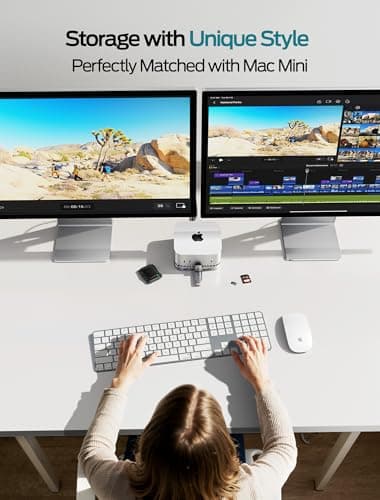 MOVE SPEED Mac mini M4 Dock with 2TB NVMe SSD, 10 in 1 Aluminum Stand Hub, 10Gbps USB-C/A, 4K60Hz HDMI, SD/TF Reader, Space-Saving Vertical Design - Image 3
