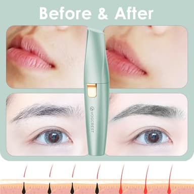 VG VOGCREST Eyebrow Facial Trimmer: 2 in1 Rechargeable Facial Hair Removal and Eyebrow Shaver - Face Lips Body Painless Facial Razor with Built-in LED Light (Pastel Green) - Image 5